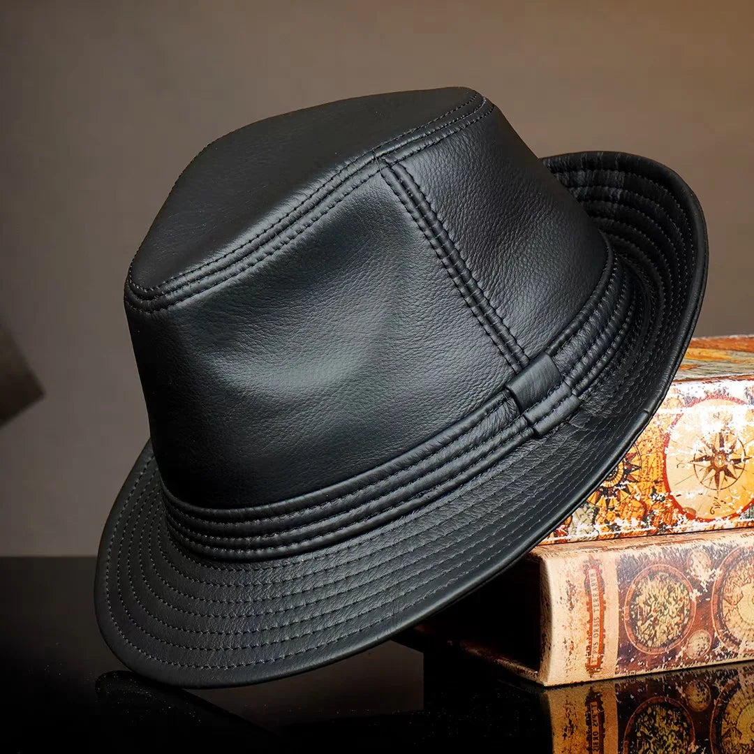 Genuine Leather Men’s Fedora Hat