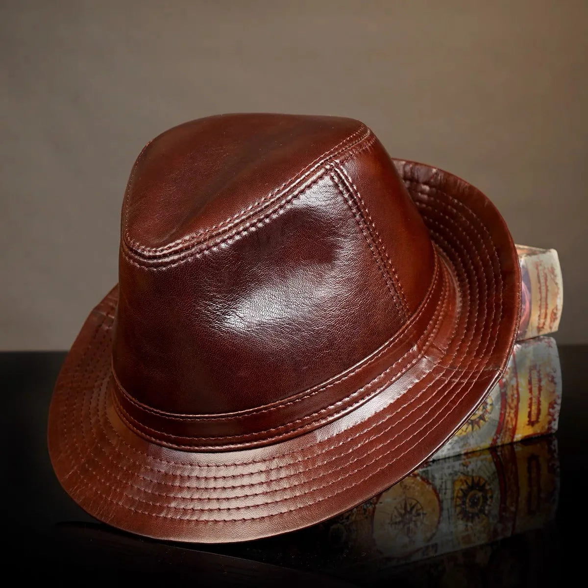 Genuine Leather Men’s Fedora Hat