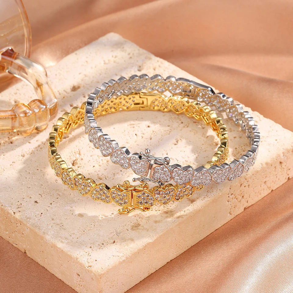 Heart Zircon Hip-Hop Bracelet