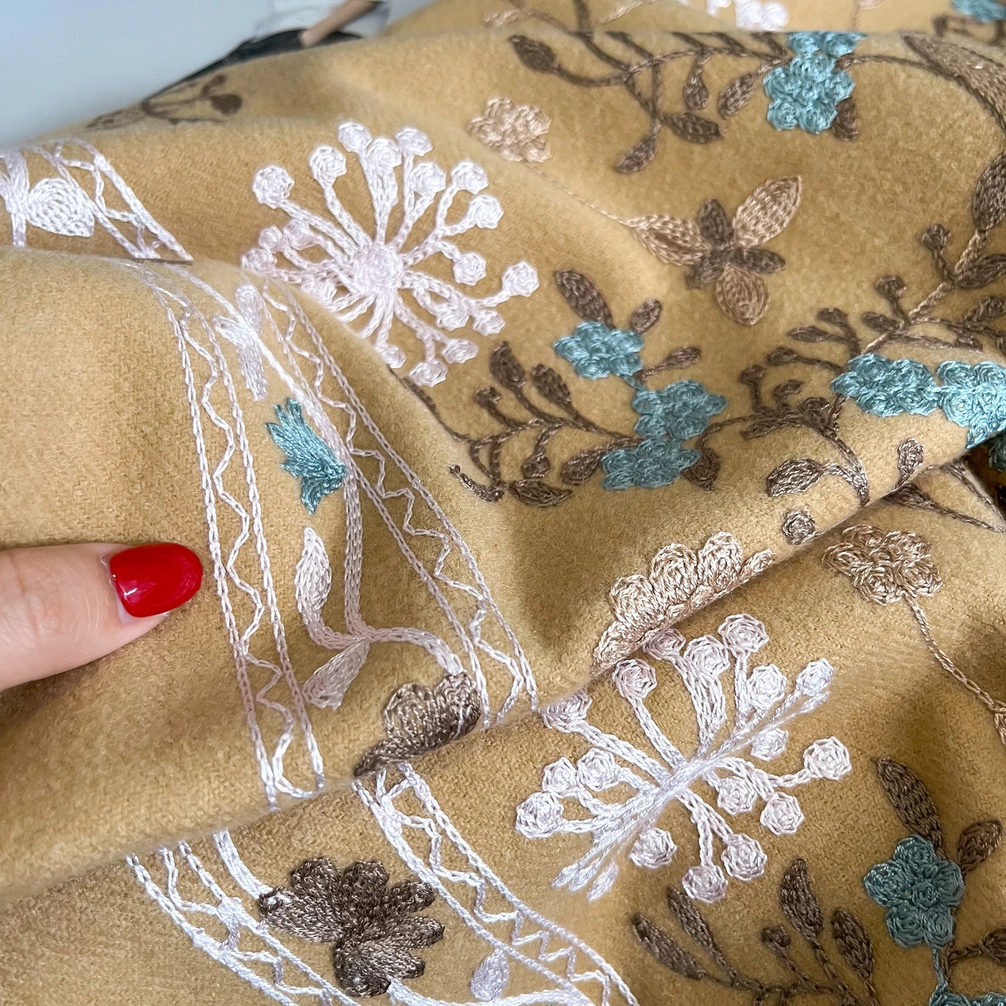 Embroidered Cashmere Scarf Women