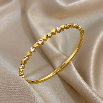 Heart Rhinestone Cuff Bracelet