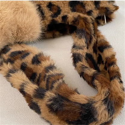 Leopard Plush Fluffy Tote Bag