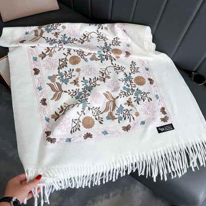 Embroidered Cashmere Scarf Women