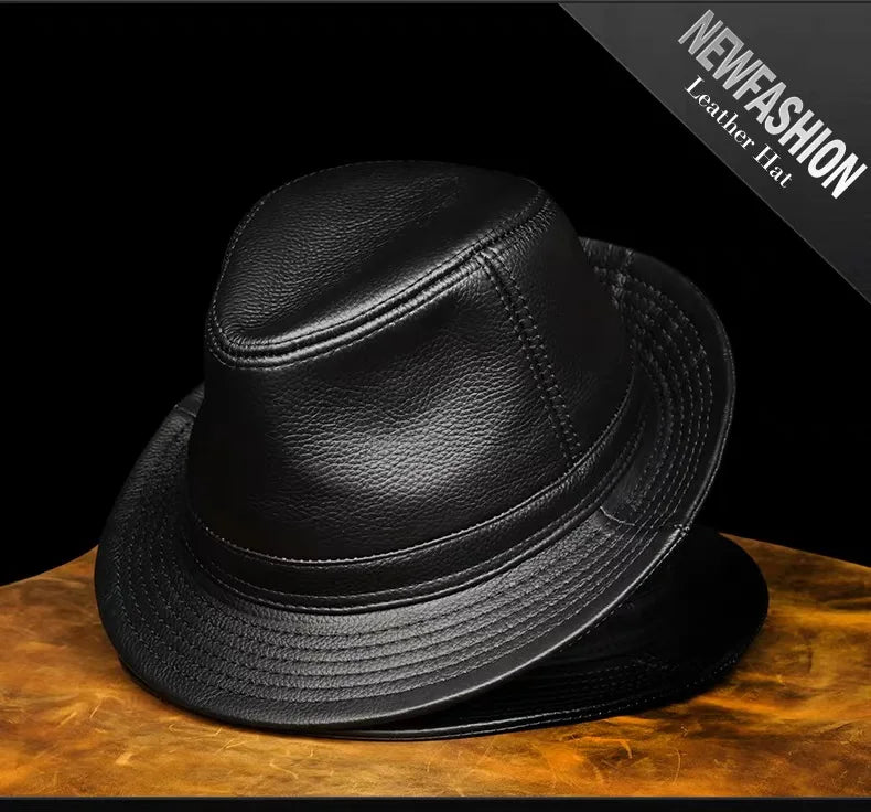 Genuine Leather Men’s Fedora Hat