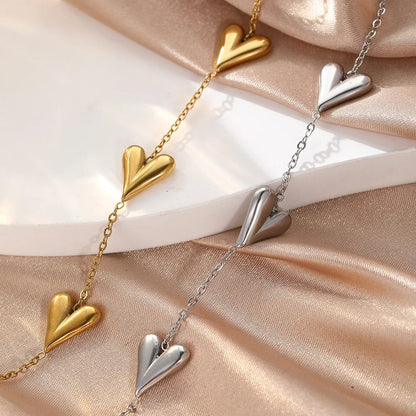 Minimal Peach Heart Chain Bracelet