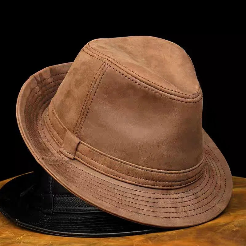 Genuine Leather Men’s Fedora Hat