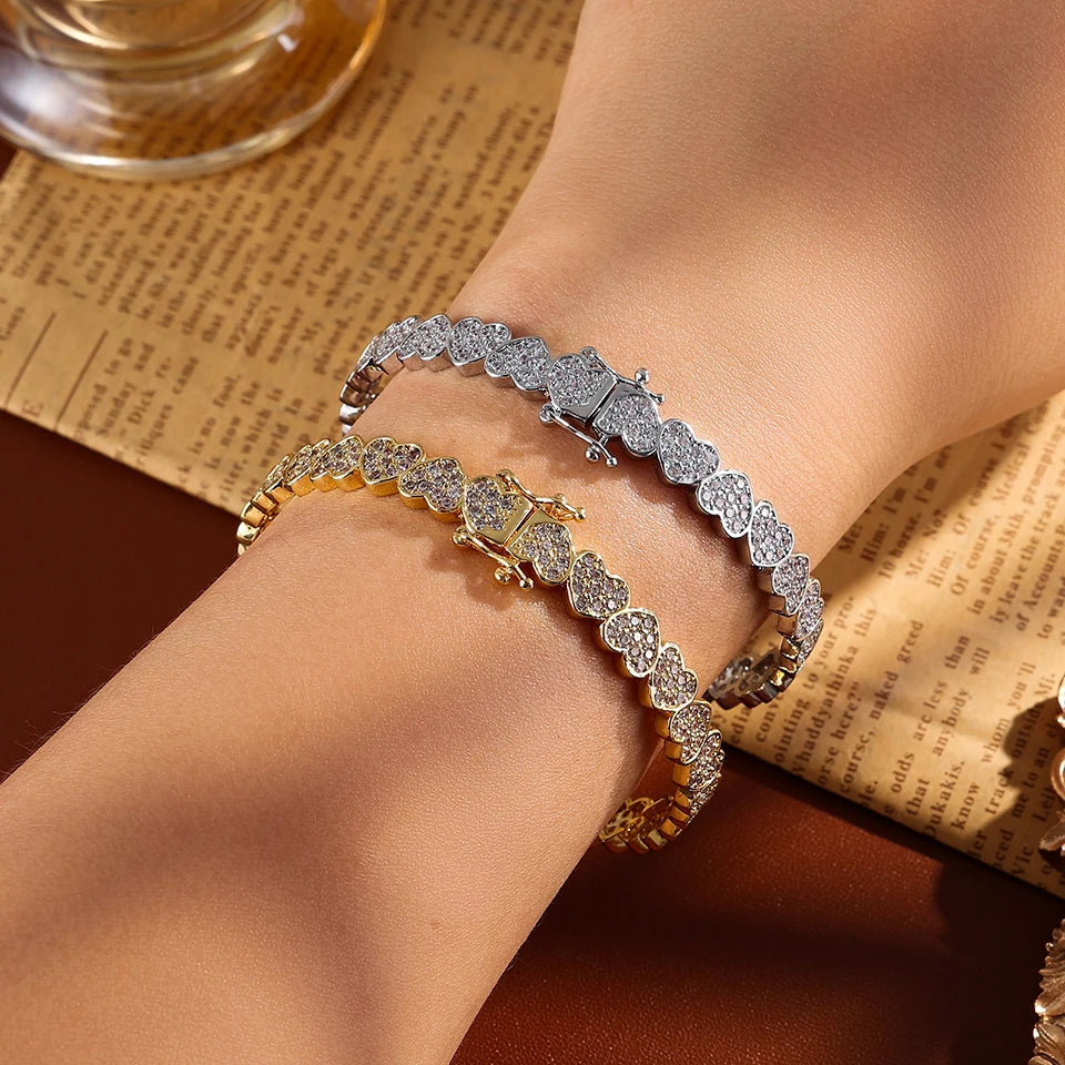 Heart Zircon Hip-Hop Bracelet