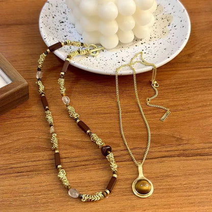 Layered Natural Stone Necklace Women