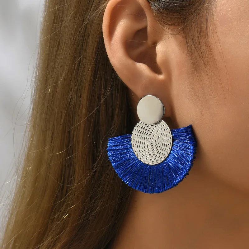 White Tassel Dangle Earrings