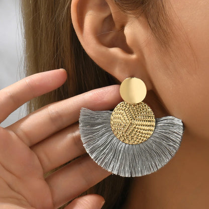 White Tassel Dangle Earrings