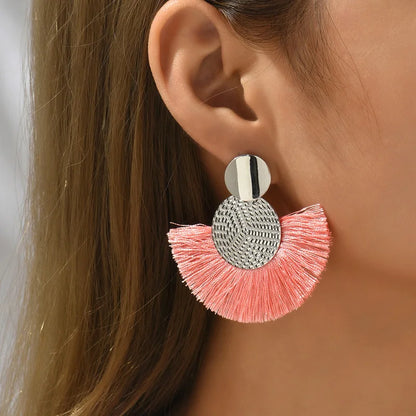 White Tassel Dangle Earrings