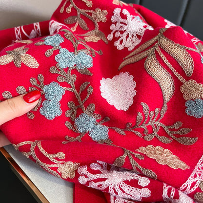 Embroidered Cashmere Scarf Women