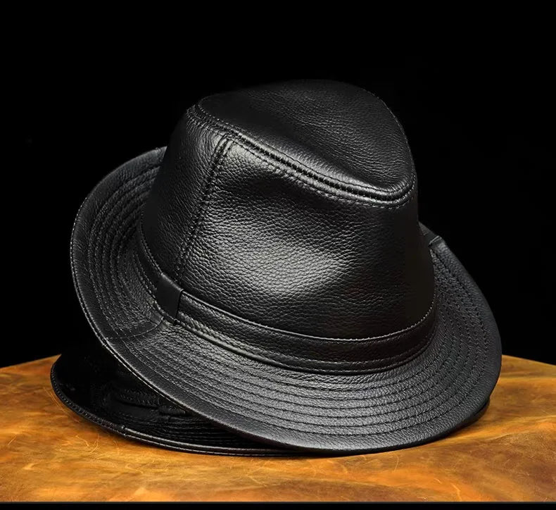 Genuine Leather Men’s Fedora Hat