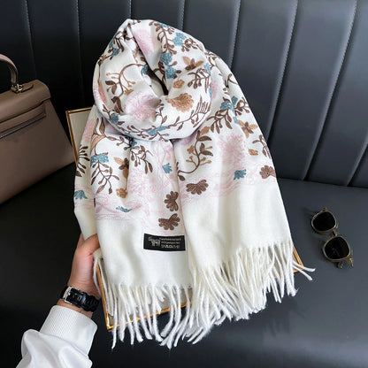 Embroidered Cashmere Scarf Women