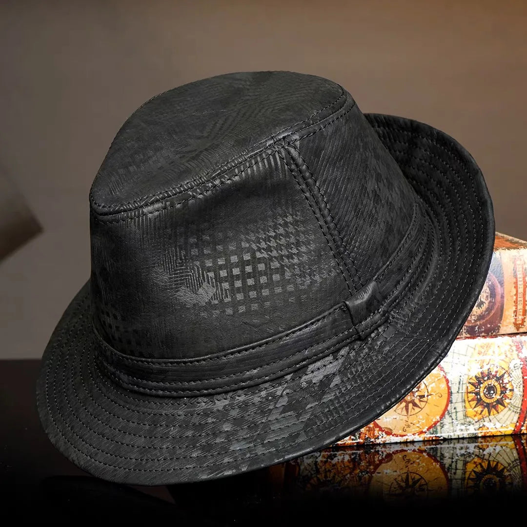 Genuine Leather Men’s Fedora Hat