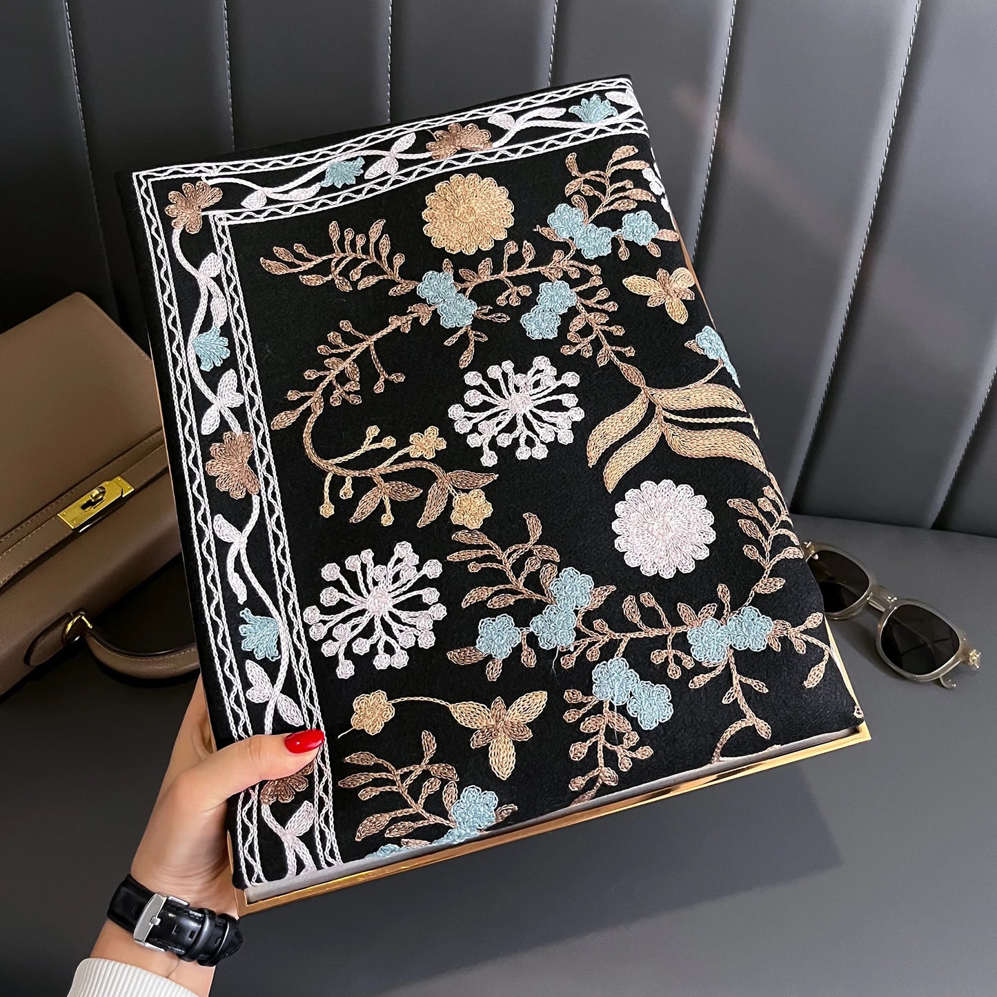 Embroidered Cashmere Scarf Women