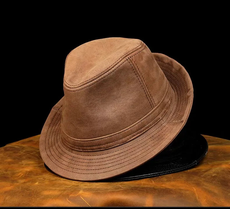 Genuine Leather Men’s Fedora Hat